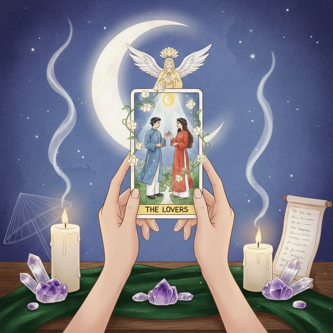 Ý Nghĩa Lá The Lovers Trong Tarot: Tình Yêu, Lựa Chọn Và Bài Học Linh Hồn